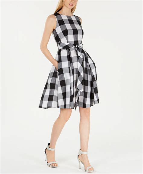 Calvin Klein Buffalo Plaid Belted A Line Dress Macys