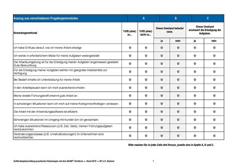 Gefaehrdungsbeurteilung Psychische Belastung Fragebogen Muster