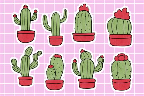 Cactus Illustration Stickers Graphic by haifebruary · Creative Fabrica