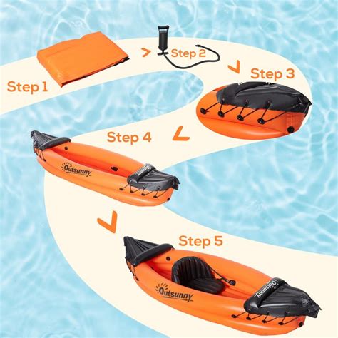 Outsunny Inflatable Kayak, 1 Person Inflatable Boat With Air Pump ...