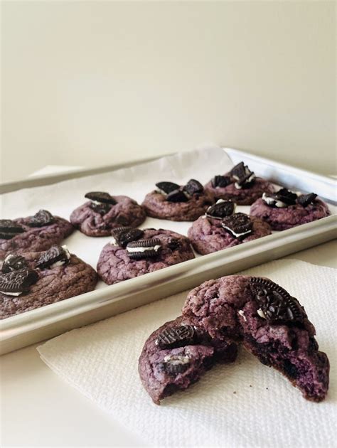 ube cookies and cream cookies - meimei baking