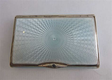 English Hallmarked Sterling And Blue Guilloché Enameled Card Case 1927