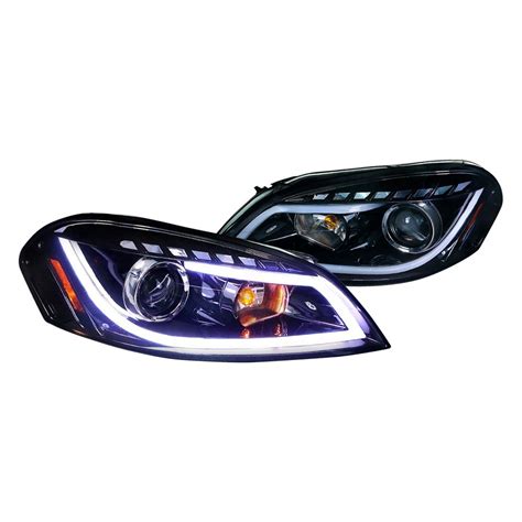 Spec D 2LHP IPA06G TM Gloss Black Smoke LED DRL Bar Projector Headlights