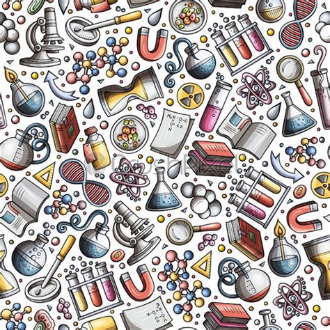 Cartoon Cute Hand Drawn Science Seamless Pattern Stock Vector Crushpixel