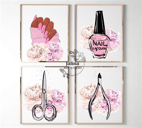 Nail Salon Decor Gallery Wall Set Beauty Salon Decor Nail Room Decor