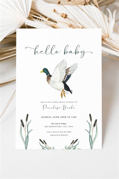 Mallard Duck Baby Shower Invitation Template Duck Hunting Baby Shower