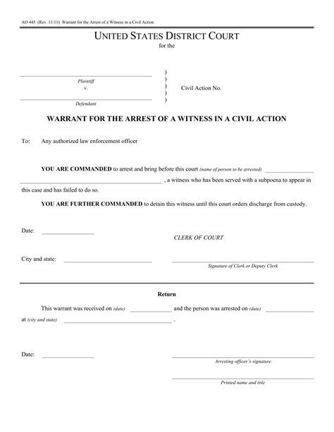 Blank Search Warrant Template