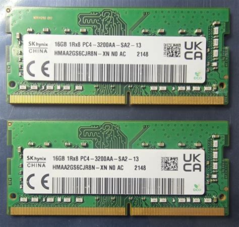 SK Hynix PC4 25600 PC4 3200AA 32GB 2X16GB DDR4 1RX16 3200MHz 260pin