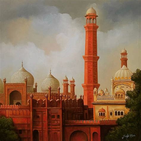 Badshahi Mosque South Asian Oil Painting Etsy