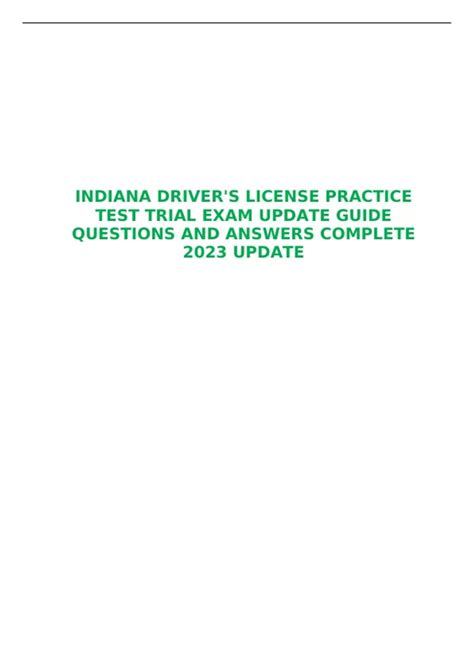 Indiana Drivers License Practice Test Trial Exam Update Guide