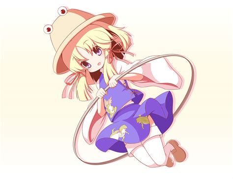 Blonde Hair Hat Machily Moriya Suwako Purple Hair Ribbons Skirt