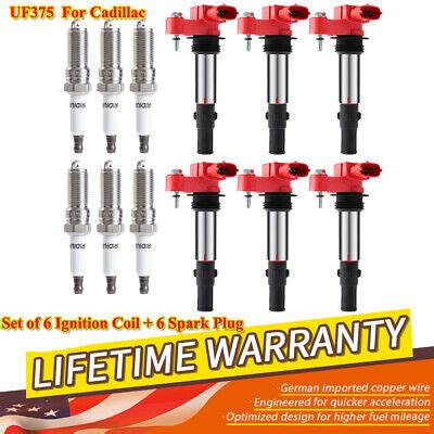 6 Pack UF375 Ignition Coil Spark Plug D501C For 2006 2007 Cadillac