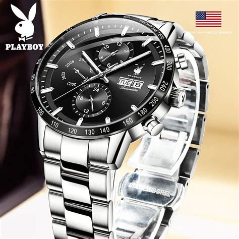 Genuine Playboy Jam Tangan Lelaki Kalis Automatik Penuh Jam Mekanikal