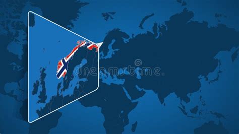 Noorwegen Op Wereldbol Met Vlag En Regionale Kaart Van Noorwegen Vector