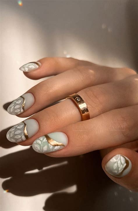 70 Stylish Nail Art Ideas To Try Now Floral Matte Sage Green Nails