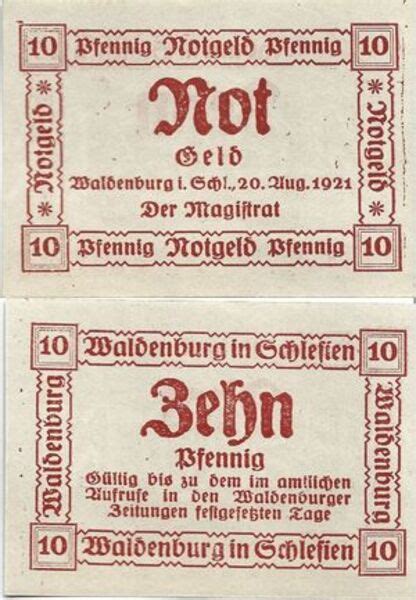 10 Pfennig Ciudad De Waldenburg Baja Silesia Numista