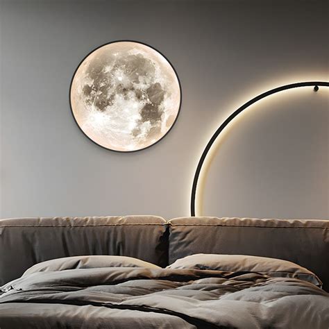 Wandlampen Schlafzimmer Modern Mond Led Wandleuchte Schwarz Metall