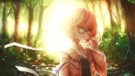 Anime Anime Girls Glasses Kyoukai No Kanata Kuriyama Mirai Scarf Screenshot Mangaka Hd