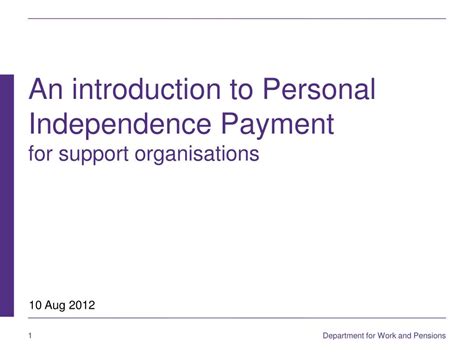 Ppt An Introduction To Personal Independence Payment For Support