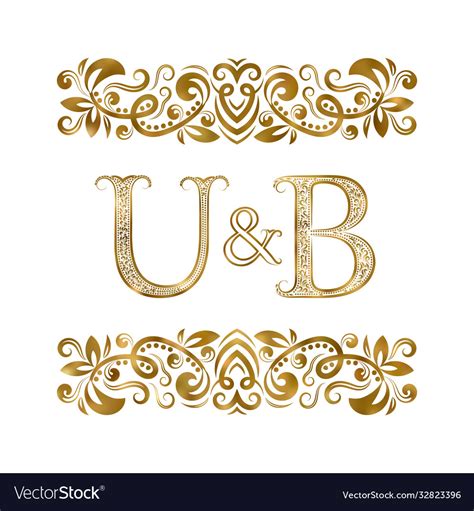 U And B Vintage Initials Logo Symbol Letters Vector Image