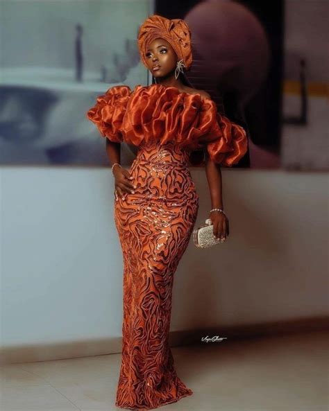 Stunning And Best Styles For Burnt Orange Asoebi Fabrics In Aso