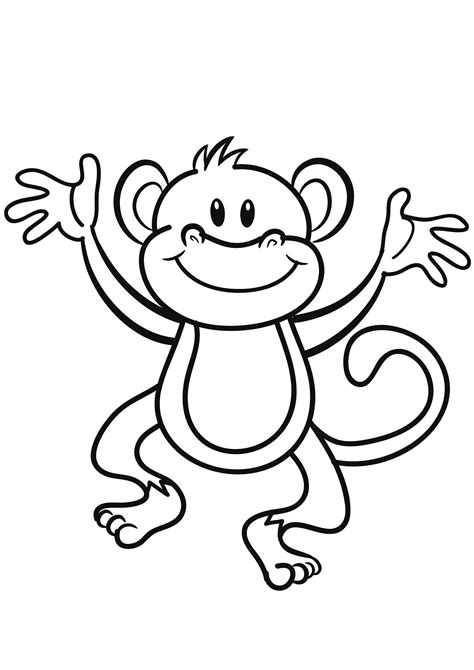 Free monkey drawing to download and color - Monkey Coloring Pages for Kids