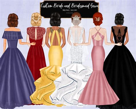 Bride Clipart Bridesmaid Clipart Best Friends Clipart Wedding Dress