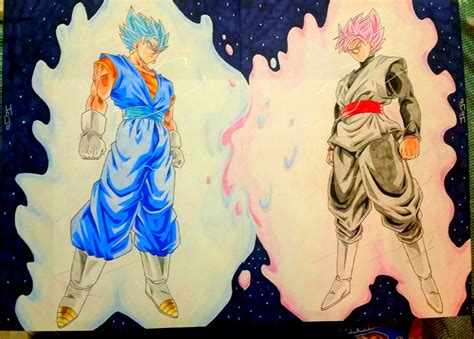 Vegito ssjg blue vs goku black ssj rose by tca2017 on DeviantArt