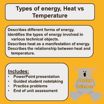 types  energy heat  temperature  oscar science tpt