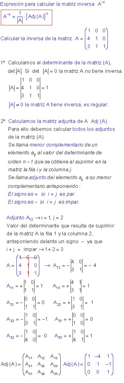 Ejercicios De Calculo De La Matriz Inversa Por Determinantes