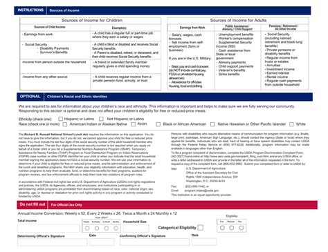 2021 Arizona CACFP Meal Benefit Income Eligibility Application Fill