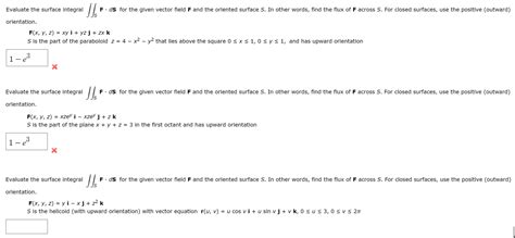 Solved Evaluate The Surface Integral F Ds For The Given Chegg