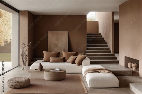 Foto Modern Interior Design With Pantone Colour Of The Year Mocha