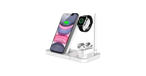 Qi Eu Wireless Charger 4 In 1 Qi Certified Fast Charging Station Compatible Apple Watch Airpods