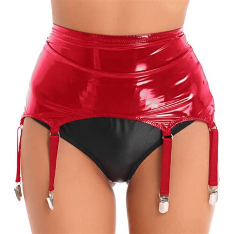 Plus Size Metallic Garter Belts Suspender Belt With 8 Metal Clip For