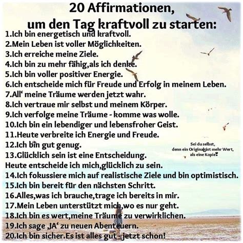 ʚ 20 Affirmationen um den Tag kraftvoll zu starten ɞ Positive Energie