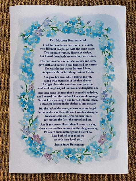 Forget Me Not A4 Print Dementia Alzheimer S Poem Two Mothers Remembered Watercolour Painting