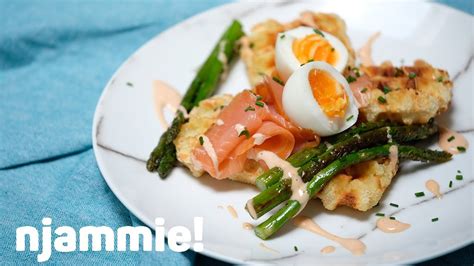 Aardappelwafeltjes Met Zalm En Asperges Recept Njammie Youtube