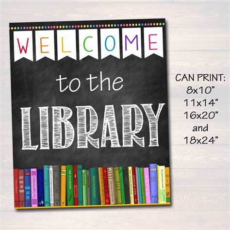 Printable Welcome Library School Sign Classroom Decor School Library Tidylady Printables