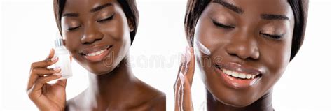 Of African American Naked Woman With Stock Image Image Of Cosmetics Bottle