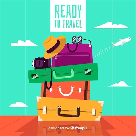 Free Vector Luggage Pile Travel Background