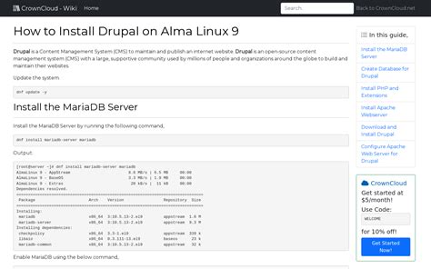 Crowncloud Wiki How To Install Drupal On Alma Linux