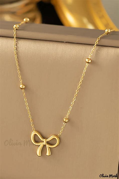 Olivia Mark Exquisito Collar Gargantilla De Oro Con Colgante Bowknot