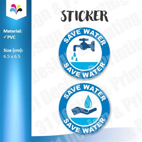 Save Water Sticker Symbol Sign Reminder Saving Label Running Tap