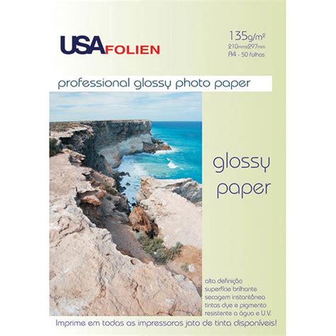 Papel Fotografico Inkjet A4 Glossy Profissional 135g Cx C 50 Usa