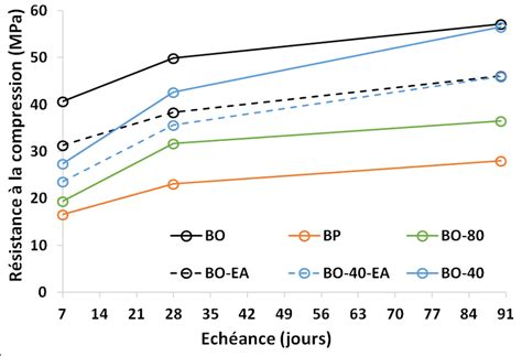 Evolution de la résistance à la compression en fonction du temps de