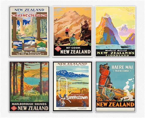 New Zealand Travel Prints Set Of Travel Posters Oceania Posters