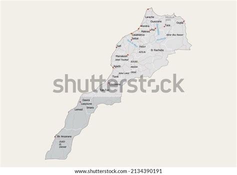 Detailed Map Morocco Isolated On White Stock Illustration 2134390191