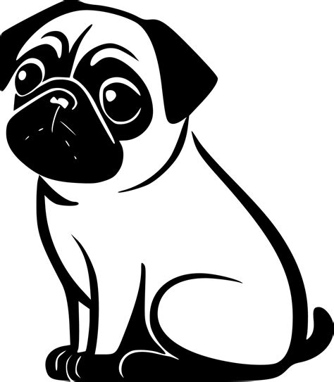 Pug Clip Art Black And White