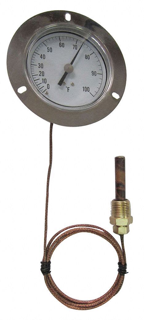 Grainger Approved Analog Panel Mount Thermometer 30° To 240°f 3 5 In Dial Dia 1 2 In Mnpt